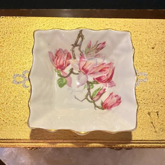 3 For $25 Roslyn Fine Bone China  Magnolia Trinket Dish - Picture 1 of 5